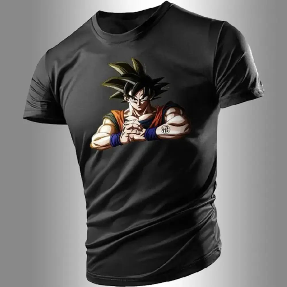 Camisa preta com estampa vibrante de Goku Dragon Ball, estilo Goku Dragon