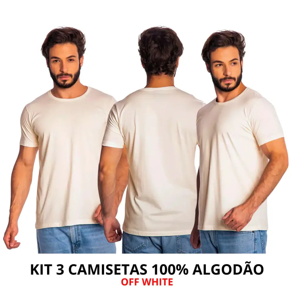 Três camisetas lisas de algodão com corte moderno, toque suave e frete grátis