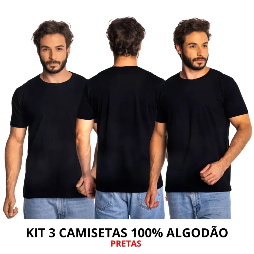 Camisas lisas de algodão preto com corte moderno, toque suave e frete grátis