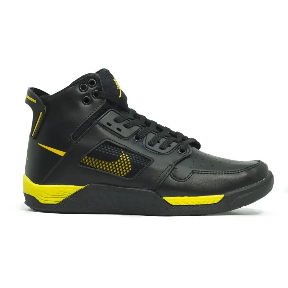 Tênis alto preto e amarelo Nike Air Jordan Mars, estilo Air Jordan para esportes