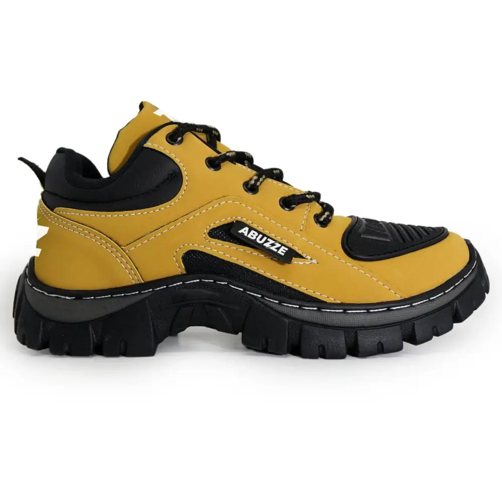Imagem de tênis botinha Adventure Abuzze Explore com solado lug-foi, amarelo e preto