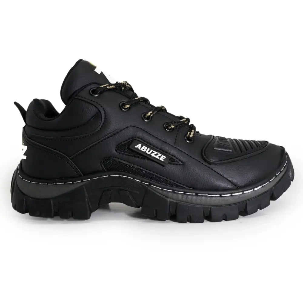 Sapato de couro preto com sola de trabuco para tênis botinha Adventure Abuzze