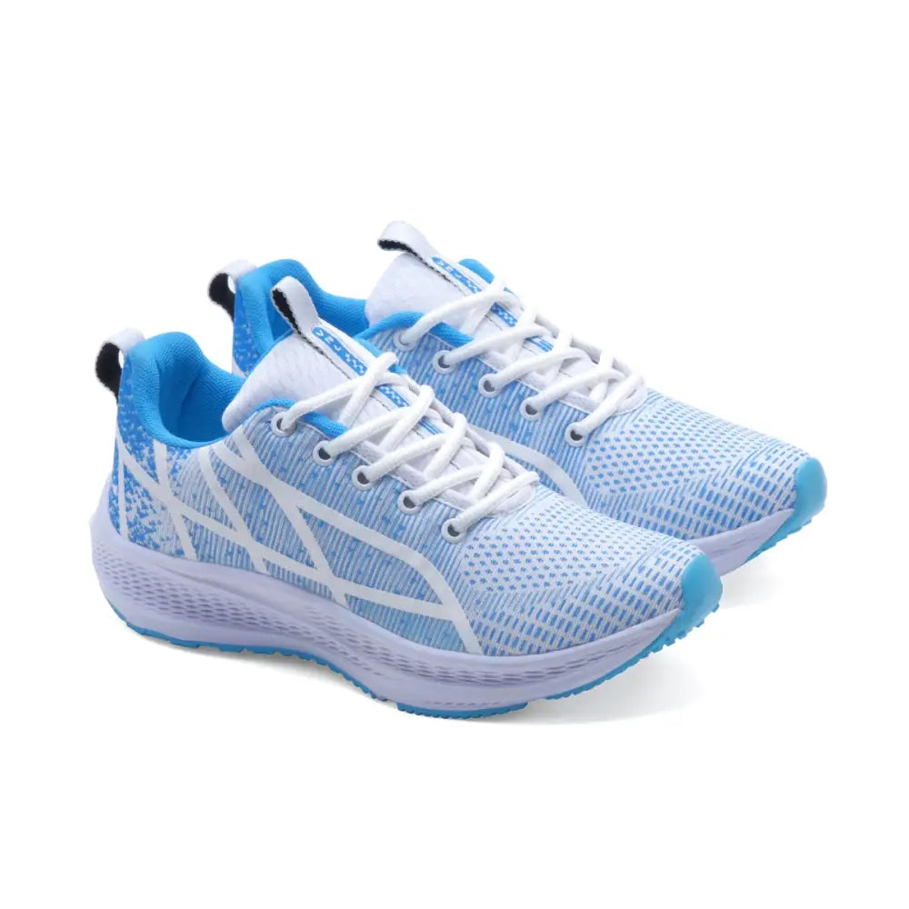 Imagem de tênis feminino esportivo conforto em azul claro e branco para performance