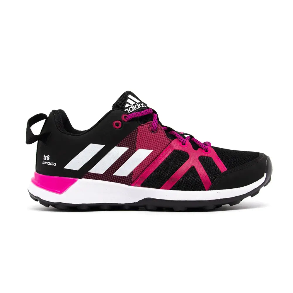 Sapatilha trail feminino adidas kanadia tr8 pink e preta para caminhada