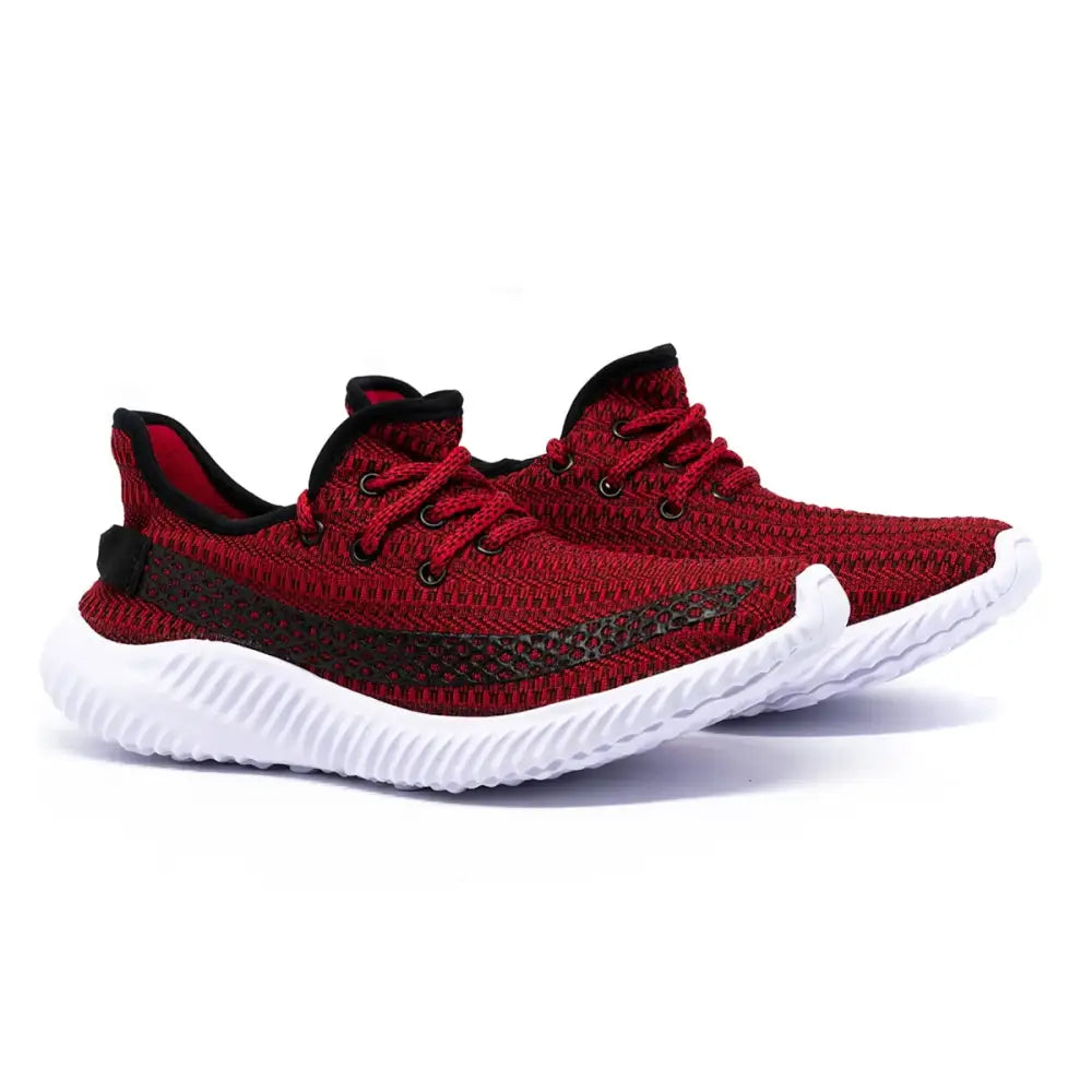 Imagem de tênis esportivos vermelhos e pretos adidas yeezy boost 350 premium