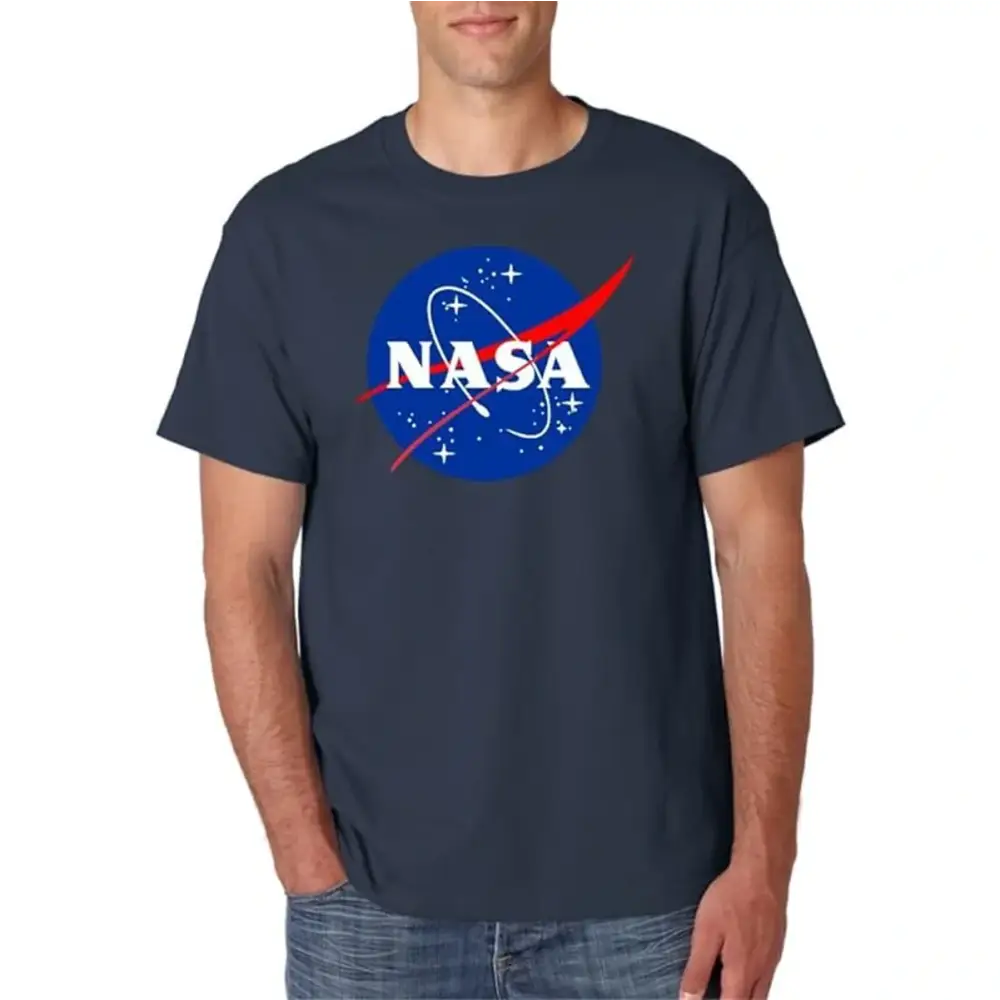 Camisa exploração espacial NASA azul marinho para fãs de exploração espacial NASA
