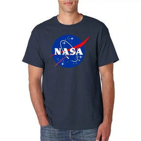 Camisa exploração espacial NASA azul marinho para fãs de exploração espacial NASA
