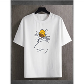 Camisa Homer Simpson com estampa DTG em algodão penteado fio, t-shirt branca