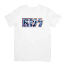 Camisa Kiss algodão premium com logo da banda em t-shirt branca para Rock And Roll