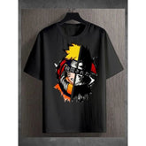Camisa Naruto com pose icônica de Naruto e Sasuke em algodão penteado