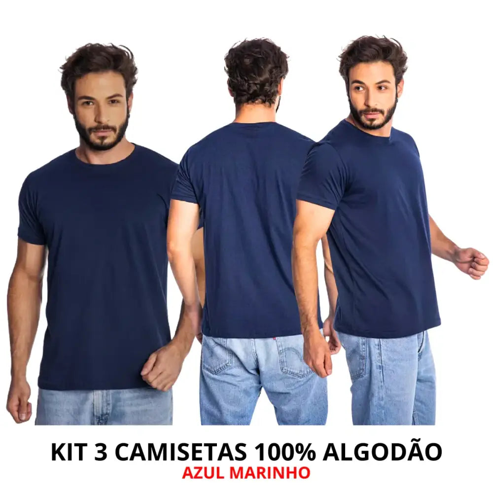 Homens com camisetas azul marinho de corte moderno e toque suave, frete grátis