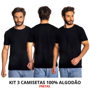Camisas lisas de algodão preto com corte moderno, toque suave e frete grátis