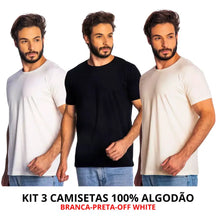 Três camisetas de algodão com corte moderno, toque suave e frete grátis