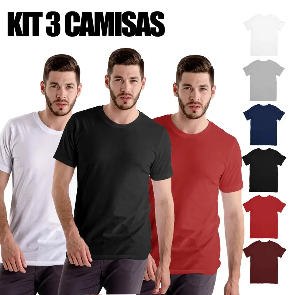 Conjunto de camisetas masculinas lisas de algodão premium para homens