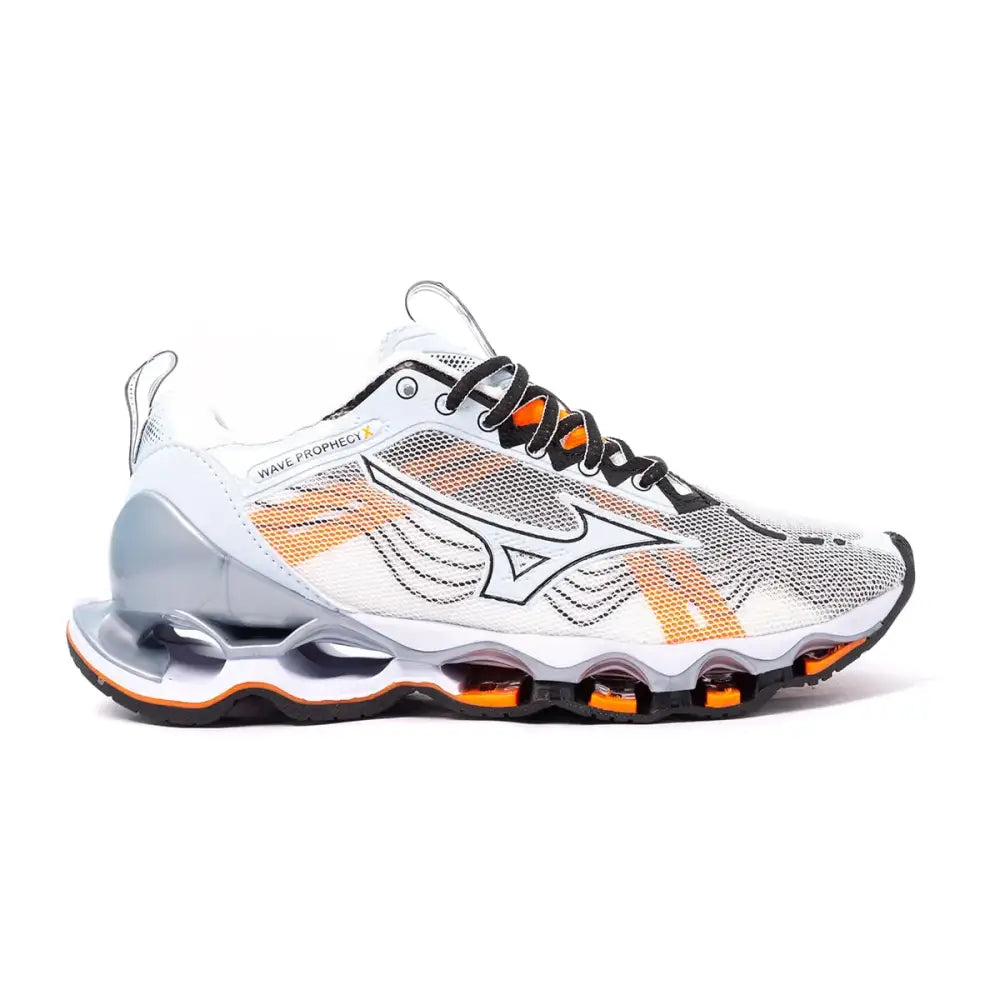 Imagem de Tênis de Corrida Mizuno Wave Prophecy X em branco e laranja
