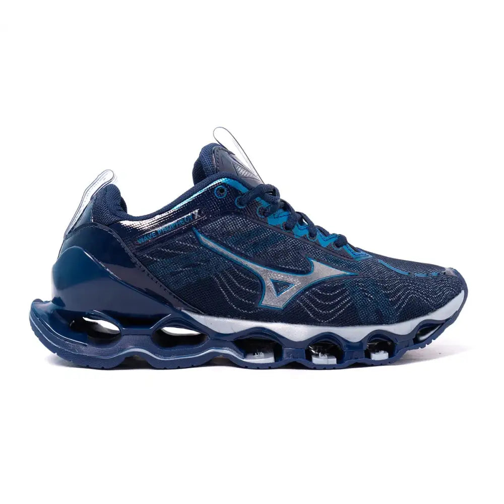 Imagem de um tênis de corrida navy blue Mizuno Wave Prophecy para alta performance