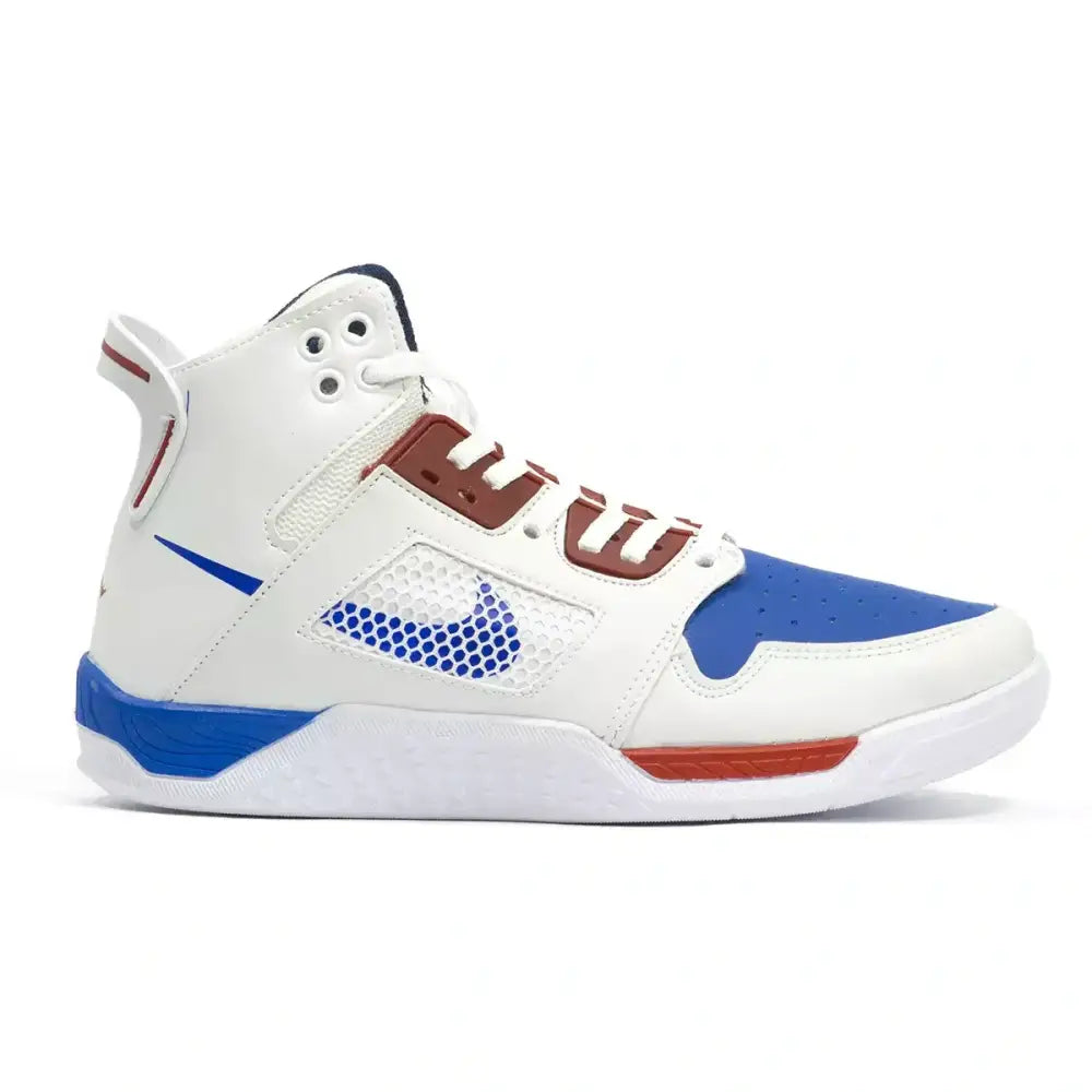 Pantufa alta Air Jordan Mars da Nike Air Jordan em branco, azul e vermelho