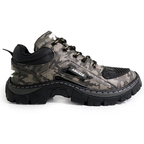 Botinha camouflage em lace-up, tênis botinha Adventure Abuzze para aventura
